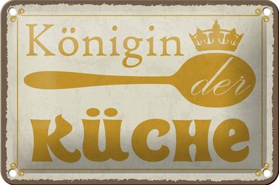 Blechschild Spruch 18x12 cm Königin der Küche Krone Deko Schild tin sign
