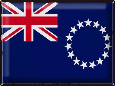 Blechschild Flagge Cookinseln 40x30 cm Retro Cook Islands Deko Schild tin sign
