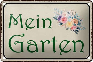 Blechschild Spruch 18x12 cm mein Garten Geschenk Metal Deko Schild tin sign