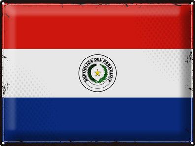 Blechschild Flagge Paraguay 40x30 cm Retro Flag of Paraguay Deko Schild tin sign