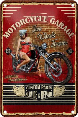 Blechschild Pinup 12x18cm Retro Motorcycle Garage Vintage Deko Schild tin sign
