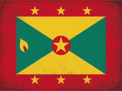Blechschild Flagge Grenada 40x30 cm Flag of Grenada Vintage Deko Schild tin sign