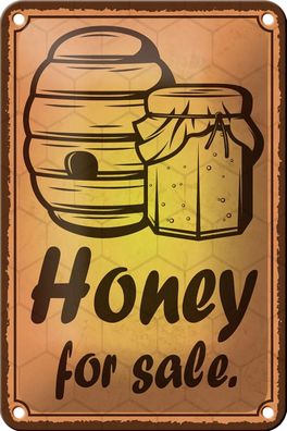 Blechschild Hinweis 12x18 cm Honey for sale Honig Verkauf Deko Schild tin sign