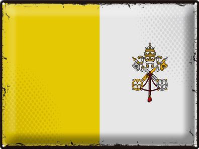 Blechschild Flagge Vatikanstadt 40x30 cm Retro Vatican City Deko Schild tin sign