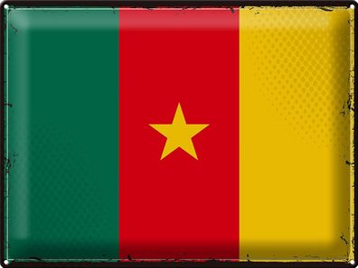 Blechschild Flagge Kamerun 40x30 cm Retro Flag of Cameroon Deko Schild tin sign