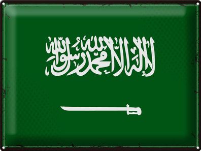 Blechschild Flagge Saudi-Arabien 40x30cm Retro Saudi Arabia Deko Schild tin sign