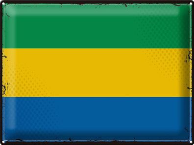 Blechschild Flagge Gabun 40x30 cm Retro Flag of Gabon Deko Schild tin sign