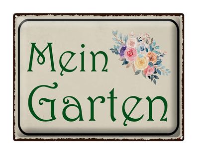 Blechschild Spruch 40x30 cm Mein Garten Geschenk Metal Deko Schild tin sign