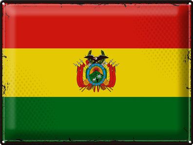 Blechschild Flagge Bolivien 40x30 cm Retro Flag of Bolivia Deko Schild tin sign