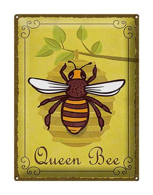 Blechschild Hinweis 30x40 cm Queen Bee Biene Honig Imkerei Deko Schild tin sign