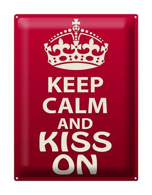 Blechschild Spruch 30x40 cm Keep Calm and kiss on Geschenk Deko Schild tin sign