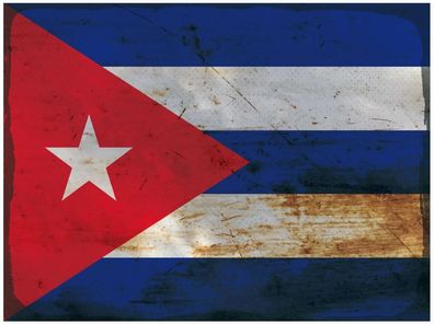 Blechschild Flagge Kuba 40x30 cm Flag of Cuba Rost Deko Schild tin sign
