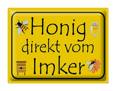 Blechschild Hinweis 40x30 cm Honig direkt vom Imker Metall Deko Schild tin sign