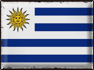 Blechschild Flagge Uruguay 40x30 cm Retro Flag of Uruguay Deko Schild tin sign