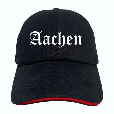 Aachen Cappy - Altdeutsch bedruckt - Schirmmütze - Schwarz-Rotes Cap - ...