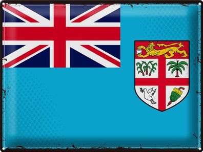 Blechschild Flagge Fidschi 40x30 cm Retro Flag of Fiji Deko Schild tin sign