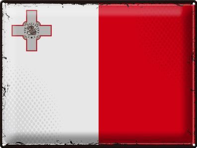 Blechschild Flagge Malta 40x30 cm Retro Flag of Malta Deko Schild tin sign