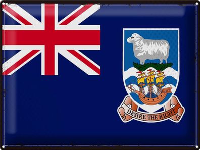 Blechschild Flagge Falklandinseln 40x30 cm Retro Flag Deko Schild tin sign