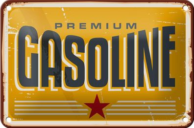 Blechschild Retro 18x12cm Premum Gasoline Tankstelle Benzin Deko Schild tin sign