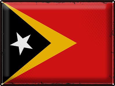 Blechschild Flagge Osttimor 40x30 cm Retro Flag East Timor Deko Schild tin sign