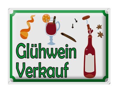 Blechschild Hinweis 40x30 cm Glühwein Verkauf Metall Deko Schild tin sign