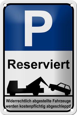 Blechschild Parken 12x18 cm Parkplatzschild P reserviert Deko Schild tin sign