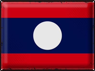 Blechschild Flagge Laos 40x30 cm Retro Flag of Laos Deko Schild tin sign