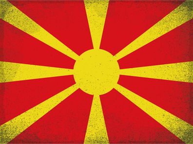Blechschild Flagge Mazedonien 40x30 cm Macedonia Vintage Deko Schild tin sign