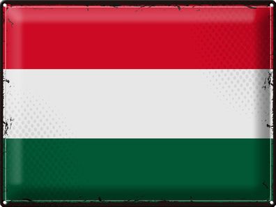 Blechschild Flagge Ungarn 40x30 cm Retro Flag of Hungary Deko Schild tin sign