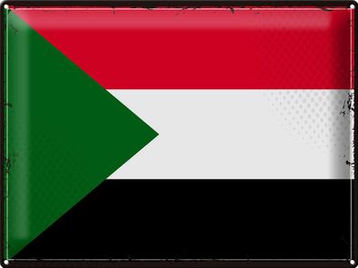 Blechschild Flagge Sudan 40x30 cm Retro Flag of Sudan Deko Schild tin sign