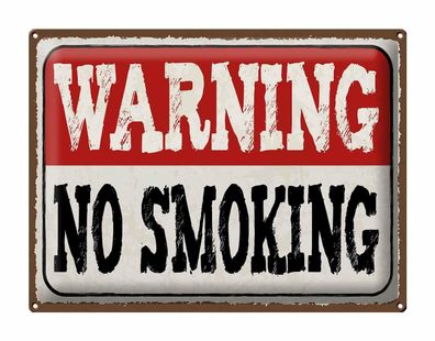 Blechschild Hinweis 40x30 cm Warning no smoking Metall Deko Schild tin sign