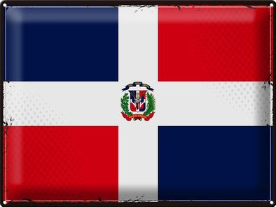 Blechschild Flagge Dominikanische Republik 40x30 cm Retro Deko Schild tin sign
