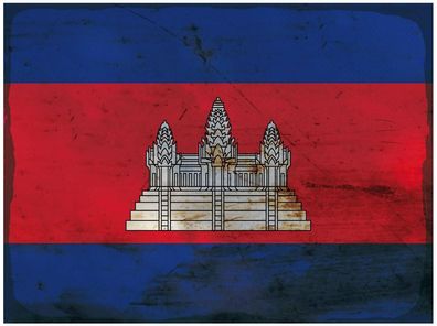 Blechschild Flagge Kambodscha 40x30 cm Flag Cambodia Rost Deko Schild tin sign