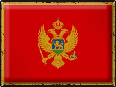 Blechschild Flagge Montenegro 40x30cm Retro Flag Montenegro Deko Schild tin sign