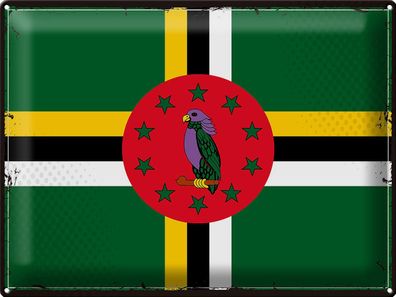 Blechschild Flagge Dominica 40x30 cm Retro Flag of Dominica Deko Schild tin sign