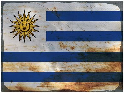 Blechschild Flagge Uruguay 40x30 cm Flag of Uruguay Rost Deko Schild tin sign