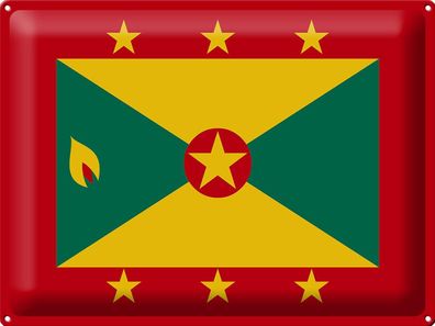 Blechschild Flagge Grenada 40x30 cm Flag of Grenada Deko Schild tin sign