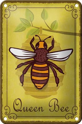 Blechschild Hinweis 12x18 cm Queen Bee Biene Honig Imkerei Deko Schild tin sign