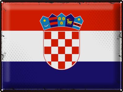 Blechschild Flagge Kroatien 40x30 cm Retro Flag of Croatia Deko Schild tin sign
