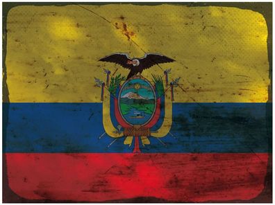 Blechschild Flagge Ecuador 40x30 cm Flag of Ecuador Rost Deko Schild tin sign