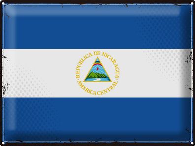 Blechschild Flagge Nicaragua 40x30 cm Retro Flag Nicaragua Deko Schild tin sign