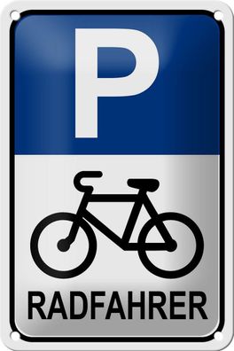 Blechschild Parken 12x18 cm Parkplatz Radfahrer Metall Deko Schild tin sign
