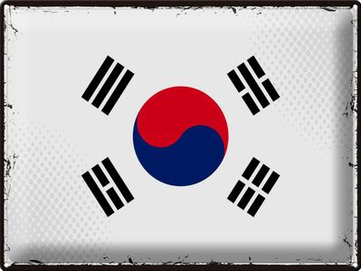 Blechschild Flagge Südkorea 40x30 cm Retro Flag South Korea Deko Schild tin sign