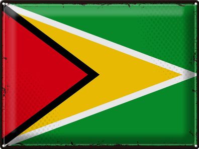 Blechschild Flagge Guyana 40x30 cm Retro Flag of Guyana Deko Schild tin sign