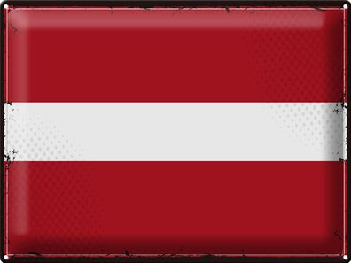 Blechschild Flagge Lettland 40x30 cm Retro Flag of Latvia Deko Schild tin sign