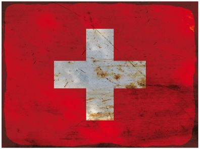 Blechschild Flagge Schweiz 40x30 cm Flag Switzerland Rost Deko Schild tin sign
