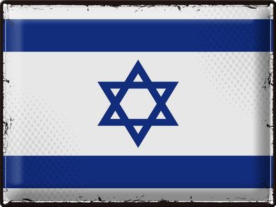 Blechschild Flagge Israel 40x30 cm Retro Flag of Israel Deko Schild tin sign