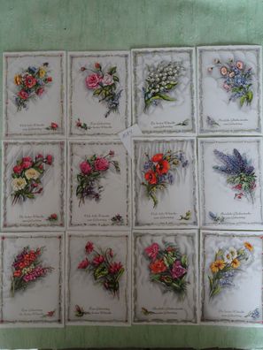 alte Postkarte AK Joseph Lang JLM 430 Blumen zum Geburtstag - edel ! Sets zur Auswahl