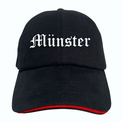 Münster Cappy - Altdeutsch bedruckt - Schirmmütze - Schwarz-Rotes Cap - ...