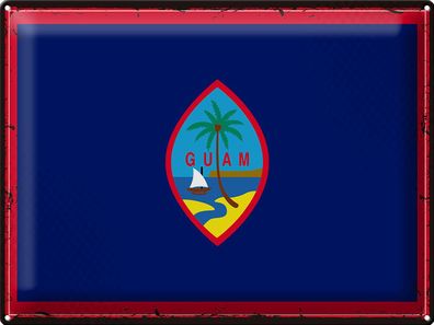 Blechschild Flagge Guam 40x30 cm Retro Flag of Guam Deko Schild tin sign
